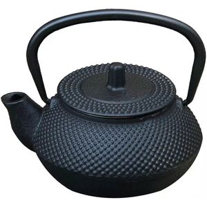 Kinghoff Gietijzeren Theepot met Filter - 0,3 Liter (KH1817) - Inclusief Suiker- en Theebakjes met Houten Deksels - Traditioneel Design met Moderne Functionaliteit