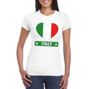 Italie hart vlag t-shirt wit dames XL