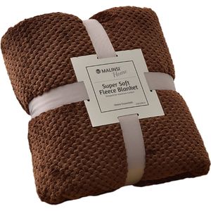Malinsi Fleece Deken - Bruin - Dekentje - Plaid - Geschikt voor 220x240 - Fleecedeken - Cadeau voor Man & Vrouw