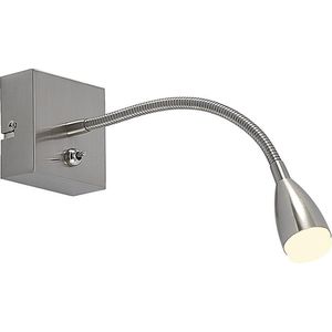 Lindby - LED wandlamp - 1licht - ijzer, kunststof - H: 7 cm - gesatineerd nikkel - Inclusief lichtbron