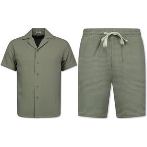 Ribbed Oversized Shirt - Zomerset Heren - Two Piece Setje - Co ord Set - 0095 - Grijs