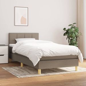 The Living Store Boxspringbed - Pocketvering - 90 x 200 cm - Taupe - Duurzaam materiaal - Verstelbaar hoofdbord - Middelharde ondersteuning - Huidvriendelijk topmatras - Montagehandleiding inbegrepen