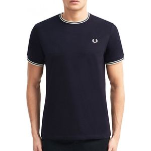 Fred Perry - M1588 Twin Tipped T-shirt Donkerblauw - Heren - Maat XXL - Modern-fit