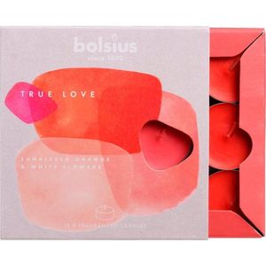 Bolsius Geurtheelichten ""True love"" Sunkiss Orange & White Flowers 18 Stuks - Valentijn - Sfeer - Decoratie - Theelichten - Kaarsen.