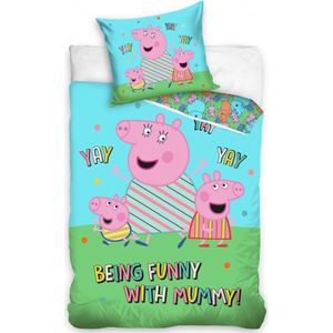 Peppa Pig Dekbedovertrek  Being Funny With Mummy 140 x 200 cm - 70 x 90 cm - Katoen