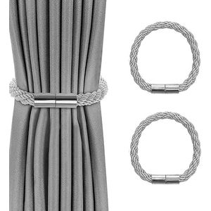 Set van 2 magnetische gordijnkoorden, grijze koorden voor gordijnen met magneet, gordijnhouders, gordijnaccessoires voor decoratie.