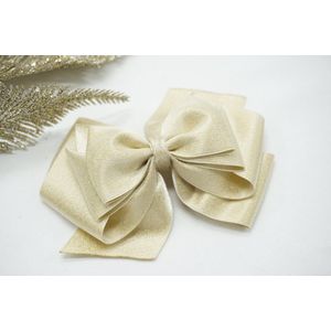 Haarstrik Satijn glitter - Antiek wit 028 – Grote strik – Kerst accessoire - Haarclip - Bows and Flowers