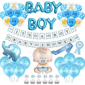 Babyshower 43-delig - Babyshower versiering - babyshower jongen - Babyshower ballonnen - Babyshower slinger - Babyshower decoratie - Mom to be - Its a boy - babyshower
