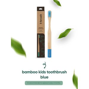 t-brush | Bamboe Kinder Tandenborstel – Blauw - Zacht voor gevoelige tandvlees – Vegan