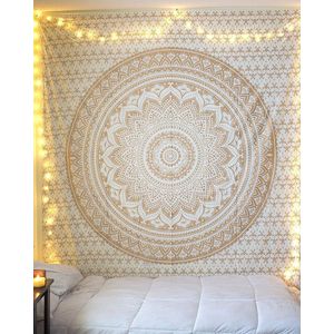 Tapijt goud hippie Mandala Ombre muur opknoping Indiase populaire Mandela Boheemse psychedelische sprei slaapzaal decor metallic glans tapijt 84 ""x 90
