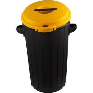 Eco Solution, Prullenbak met Deksel voor Afvalscheiding - 35L – Zwart/Geel – Recycle – Afvalbak - Vuilnisbak – Afvalemmer – Afvalscheidingprullenbak – Vuilnisemmer – Sorteerafvalemmer – Kantoor – Keuken - School