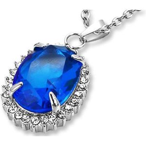 Amanto Ketting Dara Blue - 316L Staal PVD - 26x21mm - 50cm