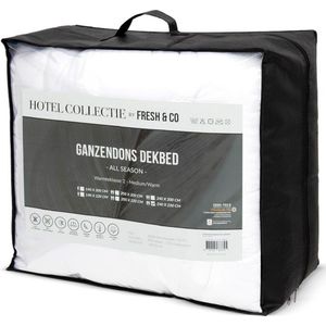 Fresh&Co Dekbed - Ganzendons - 4 seizoenen - Wasbaar en Droogbaar - Percal katoen tijk - 85% Veren en 15% Ganzenveren - 240x200