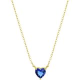 Lucardi Dames Ketting Love month stones hart - Echt Zilver - Ketting - Cadeau - 45 cm - Goudkleurig