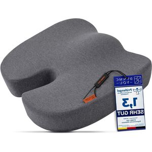 Ergonomisch Zitkussen voor Bureaustoel - Comfortabel Zitten op Kantoor en Thuis - Rug Stuitbeen Ondersteuning - Premium Memory Foam - Orthopedisch Kussen