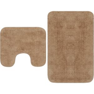 vidaXL-Badmattenset-stof-beige-2-delig