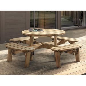 Mobistoxx Ronde picknicktafel TRAPANI 8 personen noorse den/spar - picknickbank - tuintafel