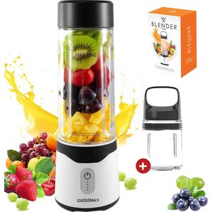 Cuisimax Blender to go met 2 Drinkflessen - Draadloos - 550ML - Smoothie maker - Draagbare blender - Oplaadbare mini blender