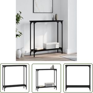 The Living Store Wandtafel 75x22,5x75 cm bewerkt hout zwart - Wandtafel - Industrieel - Zwarte Wandtafel - Haltafel - Entreetafel