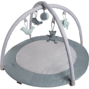 Baby's Only Rond baby speelkleed met boog - Baby gym - Playmat - Speelmat - Stonegreen/Mint/Wit - 87 cm - Gebreide figuurtjes