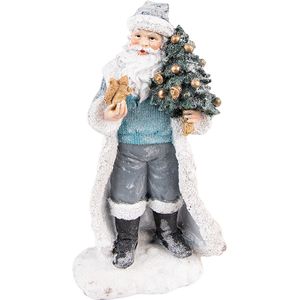 HAES DECO - Kerstman deco Figuur - Formaat 11x9x21 cm - Kleur Grijs - Materiaal Polyresin - Kerst Figuur, Kerstdecoratie