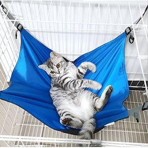 Kat Hangmat Bed, Huisdier Cradle Hangmat voor Grote Kat Kitten Fretpuppy, Dubbelzijdige Dikke Hangmat Kooi voor Kleine Dieren tot 25 KG, Duurzaam, Waterdicht, 42x56x0,3 cm (Blauw)