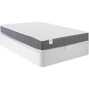 DREAMEA Bedset 140 x 190 cm - witte bedbodem met opbergruimte + matras in schuim met hoge dichtheid - HEAVEN van DREAMEA PLAY L 190 cm x H 30 cm x D 140 cm