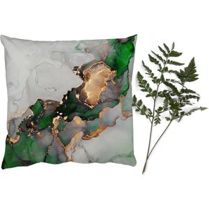 Sierkussens - Kussentjes Woonkamer - 50x50 cm - Marmer - Goud - Groen - Luxe