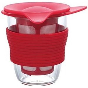 Hario - Theeglas met zeefje - Rood 200ml