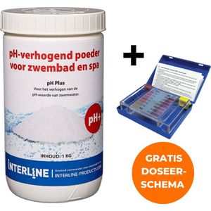Interline pH plus 1kg - Inclusief chloor en pH Testset - pH plus voor zwembad - Verhogen pH waarde - Inclusief gratis doseerschema