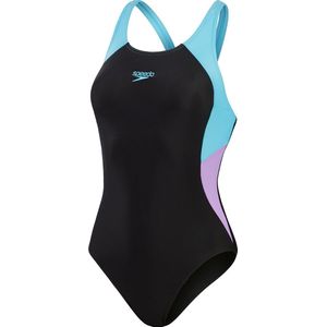 Speedo Colourblock Splice Muscleback Zwart/Paars Sportbadpak - Maat 40