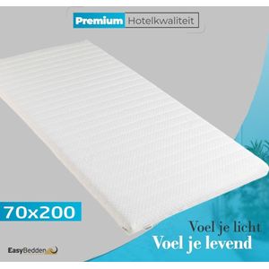 Easy Bedden Topper matras 70x200 – Topdekmatras - HR45 Koudschuim – Antibacterieel - Orthopedisch Verantwoord - 4 Seizoenen - Premium Wasbare Afritsbare Hoes - circa 7 cm dik