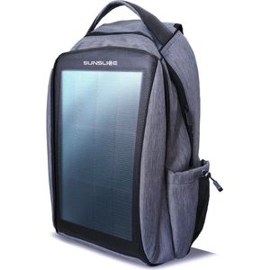b'Waterdichte rugzak met zonnepaneel, draagbare laptop tas met flexibele, krachtige en krasbestendige zonnepanelen voor snel opladen op zonne-energie, incl. externe USB-oplaadpoort, grijs'