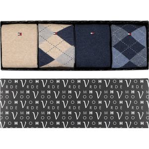 Cadeaubox Tommy Blue sandbox: 8 paar Tommy Hilfiger sokken beige en blauw -  Maat: 39-42