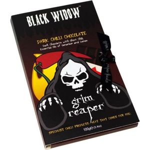 “Black Widow” Chilli Chocolate Vegan (Heat Level 8) - ChilisausBelgium- Grim Reaper Foods