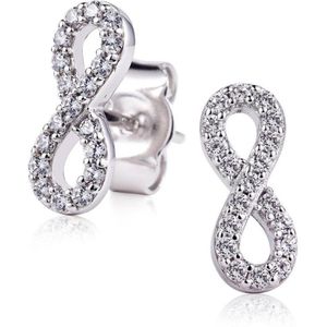 Zinzi zilveren oorknoppen infinity wit ZIO1065Z