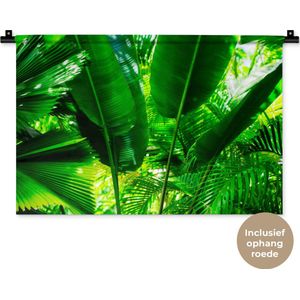 Wandkleed Jungle - Tropische bladeren in jungle fotoprint Wandkleed katoen 60x40 cm - Wandtapijt met foto