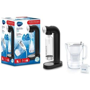 Zwarte BRITA SodaONE frisdrankautomaat + MAXTRA+ grijze karaf