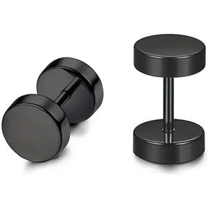 Zwarte oorbellen – 6mm - ronde oorbellen – cirkel studs –zweerknopjes -zwart chirurgisch staal 6mm – rvs – stainless steel – Rivers-sieraden - minimalistische oorbellen – mannen oorbellen – vrouwen oorbellen - unisex - oorknopjes - cirkel oorbellen