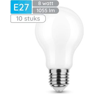 Modee E27 LED Lamp 8W - 1055lm - 2700K - Warm Wit - LED Filament Melkglas Globe A60 - Vervangt 75W Halogeen Gloeilamp - 10 stuks