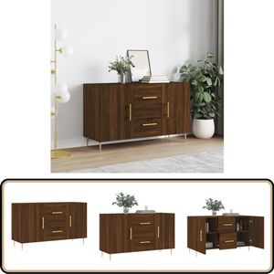 vidaXL Dressoir 100x36x60 cm Bruin Eikenhout Dressoir - Houten Dressoir - Bruine Eiken Dressoir - Vintage Dressoir - Modern Dressoir