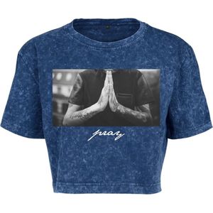 Mister Tee - Pray Crop top - M - Blauw/Wit