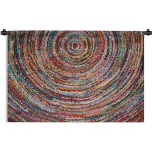 Wandkleed Cirkels met patroon - Rond gekleurd tapijt Wandkleed katoen 90x60 cm - Wandtapijt met foto