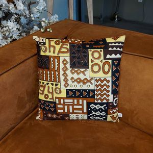 Kussenhoes | Decoratieve Kussensloop | Sierkussens | 40x40 | Afrikaanse Boheemse Stijl Geometrische 'Mudcloth' Bogolan Geïnspireerd Print Woondecoratie Sierkussen Katoen Etnische Kussenhoes