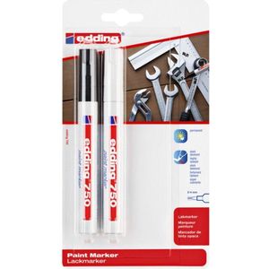 edding 750/2 lakmarker - 2 stuks - zwart, wit -2-4mm ronde punt - verfstift voor markeren en labelen van metaal, glass, steen of plastic - permanent, veegvast en watervast