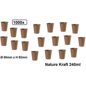 1000x Beker Nature Kraft 240ml bruin next generation - milieu kraft koffie melk suiker beker coffee to go
