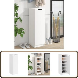 vidaXL Schoenenkast - 100 cm Hoog - Wit Hout Schoenenkast - Schoenuitlegger - Bergruimte - Houten Kast - Witte Kast
