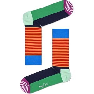 Happy Socks Half Stripe Sokken - Maat 41-46 - Groen, oranje