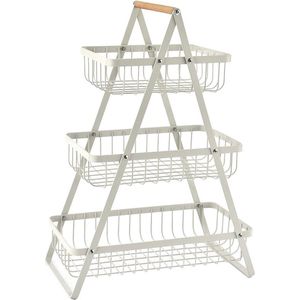 Groente- en fruitmand metaal vierkant - 3-traps fruitmand voor brood snacks - hoekrek voor taart opslag