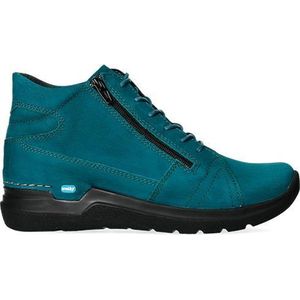 Wolky Hoge veterschoenen Why petrol nubuck